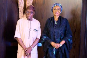 Moment Obasanjo paid Sallah homage to Oluremi Tinubu